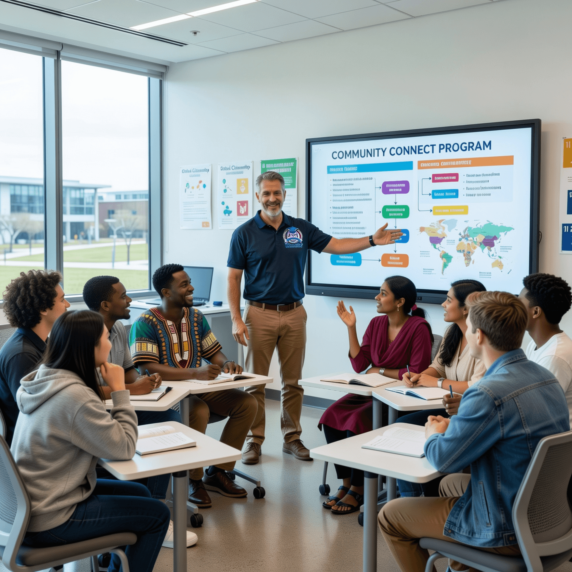 International students engaged in a professional community support training session